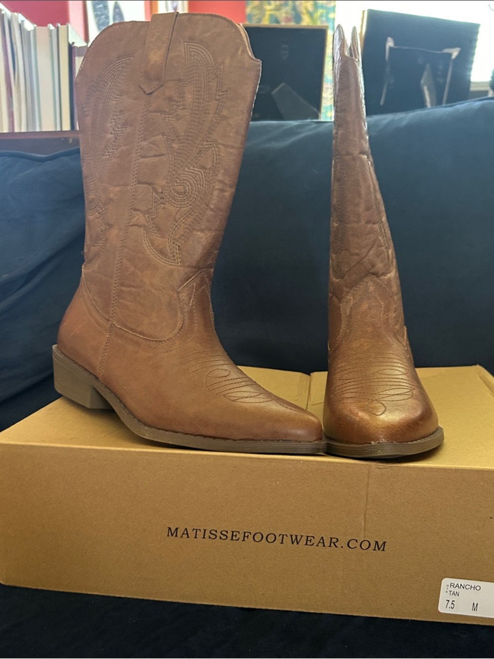 Coconuts by Matisse Rancho Tan Embossed Western Mid-Calf Boots